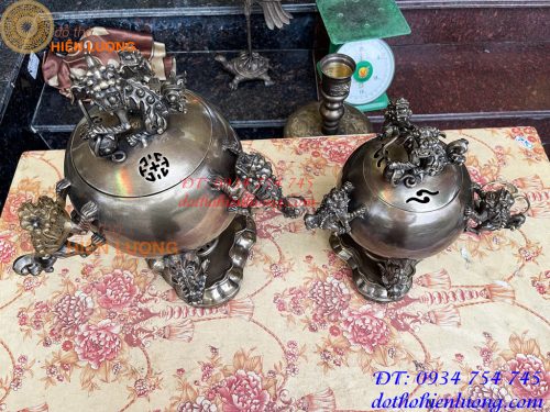Đỉnh Thất Lân Vờn Cầu Bằng Đồng Hun Trơn