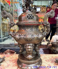 Bộ Ngũ Sự Đỉnh Hoa Sòi Cao 75cm Bằng Đồng Hun