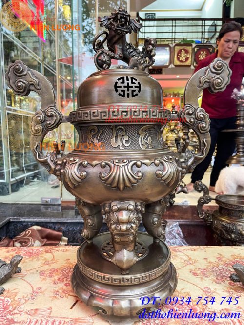 Bộ Ngũ Sự Đỉnh Hoa Sòi Cao 75cm Bằng Đồng Hun
