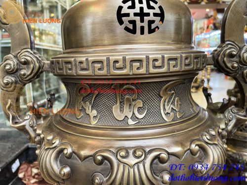 Bộ Ngũ Sự Đỉnh Hoa Sòi Cao 75cm Bằng Đồng Hun
