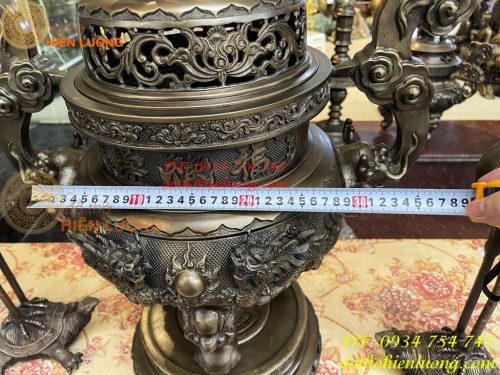 Bộ Ngũ Sự Đỉnh Cao 75cm Rồng Nổi Bằng Đồng Hun