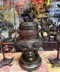 Bộ Tam Sự Đỉnh Cao 75cm Rồng Nổi Bằng Đồng Hun
