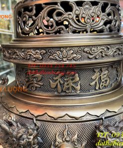 Bộ Ngũ Sự Đỉnh Cao 75cm Rồng Nổi Bằng Đồng Hun