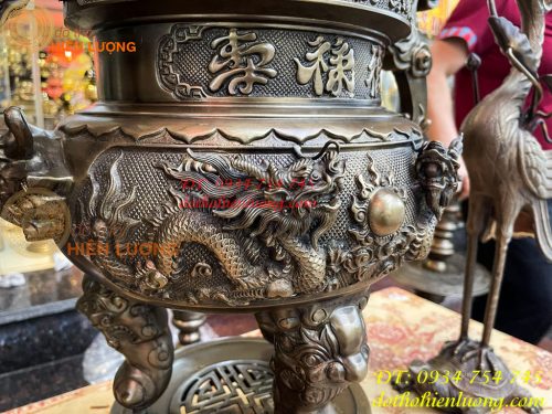 Bộ Ngũ Sự Đỉnh Cao 75cm Rồng Nổi Bằng Đồng Hun