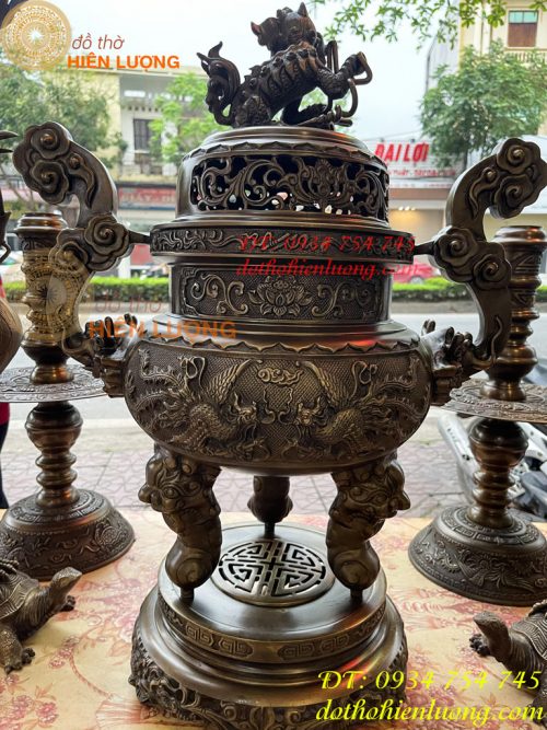 Bộ Ngũ Sự Đỉnh Cao 75cm Rồng Nổi Bằng Đồng Hun