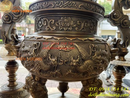 Bộ Ngũ Sự Đỉnh Cao 75cm Rồng Nổi Bằng Đồng Hun