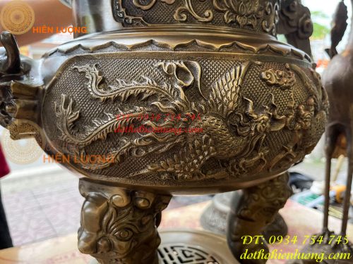 Bộ Ngũ Sự Đỉnh Cao 75cm Rồng Nổi Bằng Đồng Hun