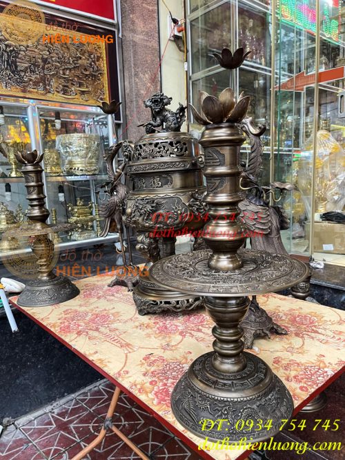 Bộ Ngũ Sự Đỉnh Cao 75cm Rồng Nổi Bằng Đồng Hun