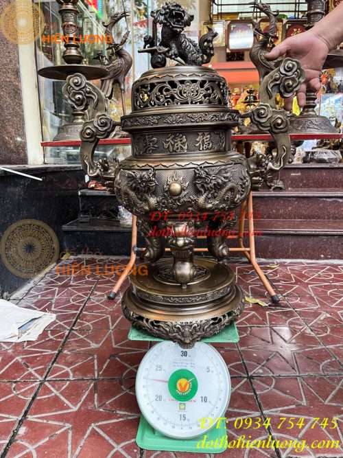 Bộ Ngũ Sự Đỉnh Cao 75cm Rồng Nổi Bằng Đồng Hun