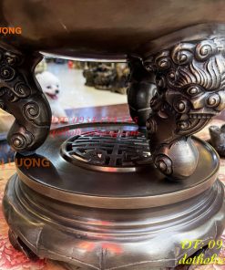Bộ Ngũ Sự Đỉnh Sòi Cao 65cm Màu Hun Bằng Đồng Giả Cổ