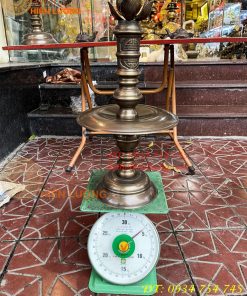 Bộ Ngũ Sự Đỉnh Sòi Cao 65cm Màu Hun Bằng Đồng Giả Cổ