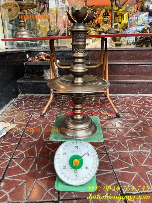 Bộ Ngũ Sự Đỉnh Sòi Cao 65cm Màu Hun Bằng Đồng Giả Cổ
