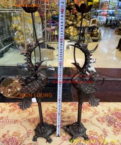 Bộ Ngũ Sự Đỉnh Sòi Cao 65cm Màu Hun Bằng Đồng Giả Cổ