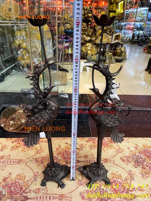 Bộ Ngũ Sự Đỉnh Sòi Cao 65cm Màu Hun Bằng Đồng Giả Cổ