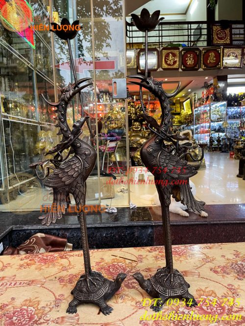Bộ Ngũ Sự Đỉnh Sòi Cao 65cm Màu Hun Bằng Đồng Giả Cổ