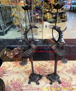 Bộ Ngũ Sự Đỉnh Sòi Cao 65cm Màu Hun Bằng Đồng Giả Cổ