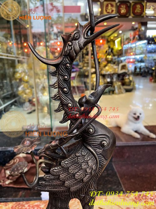 Bộ Ngũ Sự Đỉnh Sòi Cao 65cm Màu Hun Bằng Đồng Giả Cổ