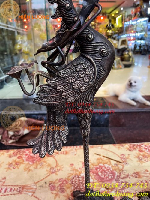 Bộ Ngũ Sự Đỉnh Sòi Cao 65cm Màu Hun Bằng Đồng Giả Cổ