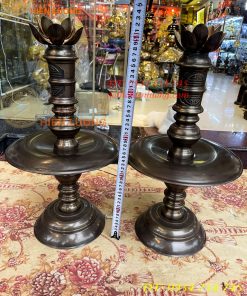 Bộ Ngũ Sự Đỉnh Sòi Cao 65cm Màu Hun Bằng Đồng Giả Cổ