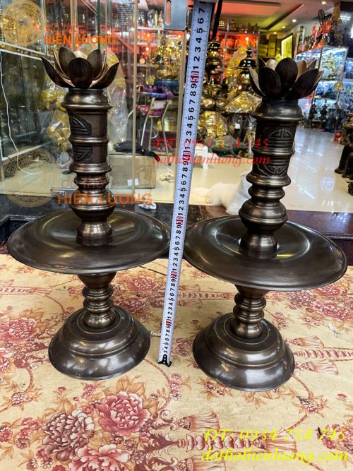 Bộ Ngũ Sự Đỉnh Sòi Cao 65cm Màu Hun Bằng Đồng Giả Cổ