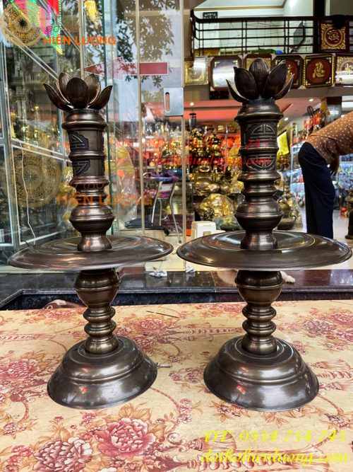 Bộ Ngũ Sự Đỉnh Sòi Cao 65cm Màu Hun Bằng Đồng Giả Cổ