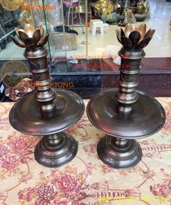 Bộ Ngũ Sự Đỉnh Sòi Cao 65cm Màu Hun Bằng Đồng Giả Cổ