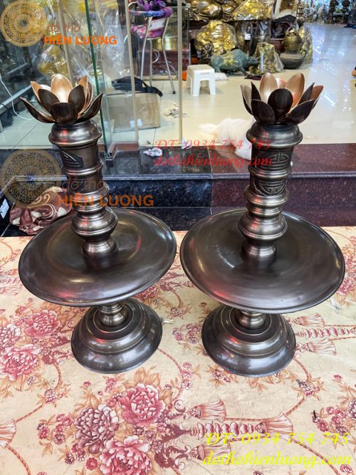 Bộ Ngũ Sự Đỉnh Sòi Cao 65cm Màu Hun Bằng Đồng Giả Cổ