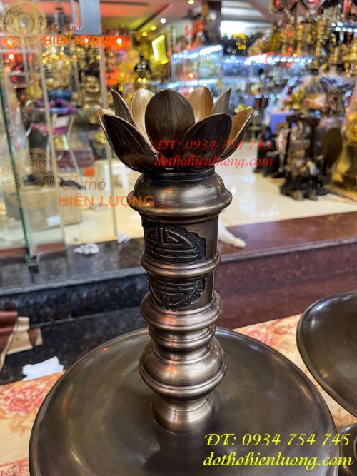 Bộ Ngũ Sự Đỉnh Sòi Cao 65cm Màu Hun Bằng Đồng Giả Cổ