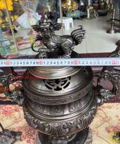 Bộ Ngũ Sự Đỉnh Sòi Cao 60cm Bằng Đồng Hun Giả Cổ