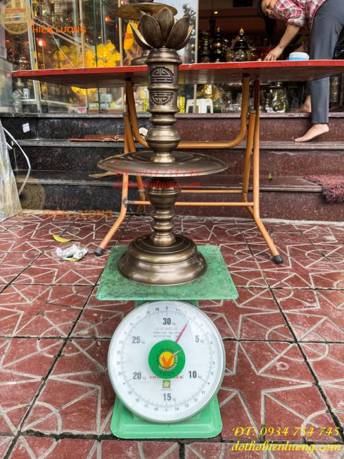 Bộ Ngũ Sự Đỉnh Sòi Cao 60cm Bằng Đồng Hun Giả Cổ