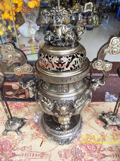 Bộ Ngũ Sự Đỉnh Rồng Cao 65cm Bằng Đồng Hai Công Nghệ