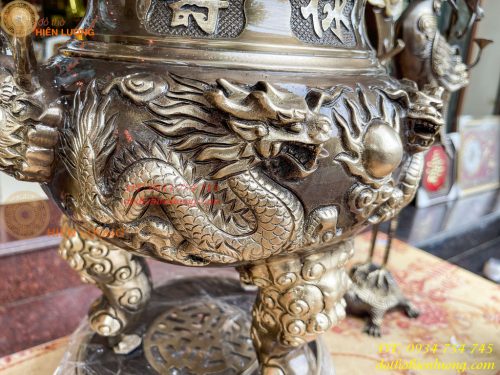 Bộ Ngũ Sự Đỉnh Rồng Cao 65cm Bằng Đồng Hai Công Nghệ