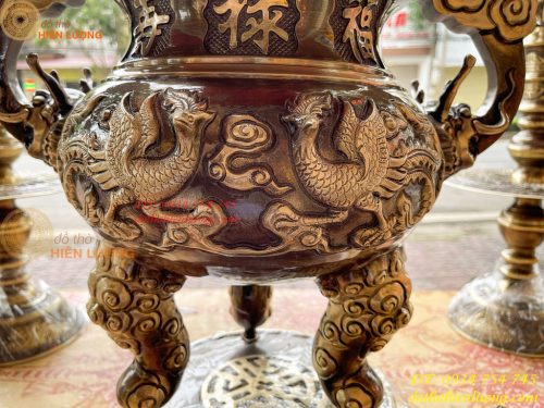 Bộ Ngũ Sự Đỉnh Rồng Cao 65cm Bằng Đồng Hai Công Nghệ