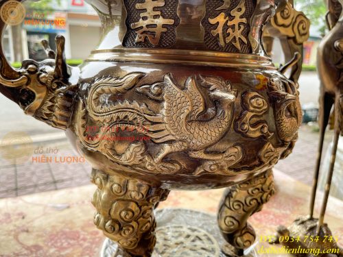 Bộ Ngũ Sự Đỉnh Rồng Cao 65cm Bằng Đồng Hai Công Nghệ