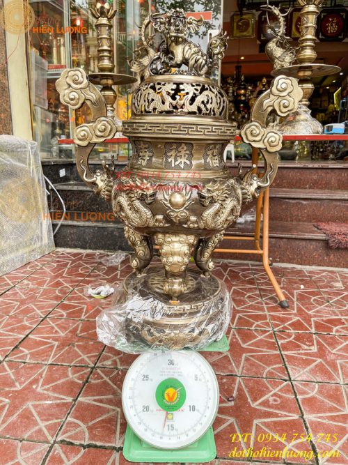 Bộ Ngũ Sự Đỉnh Rồng Cao 65cm Bằng Đồng Hai Công Nghệ