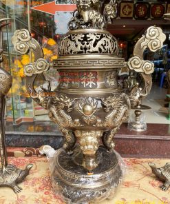 Bộ Ngũ Sự Đỉnh Rồng Cao 65cm Bằng Đồng Hai Công Nghệ