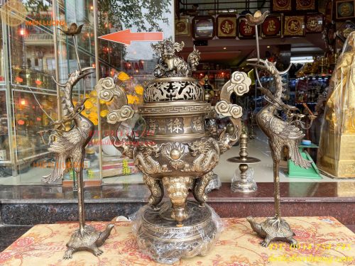 Bộ Ngũ Sự Đỉnh Rồng Cao 65cm Bằng Đồng Hai Công Nghệ