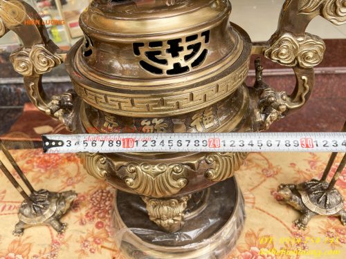 Bộ Ngũ Sự Đỉnh Sòi Cao 55cm Bằng Đồng Hai Công Nghệ