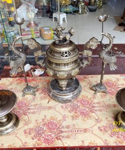 Bộ Ngũ Sự Đỉnh Sòi Cao 55cm Bằng Đồng Hai Công Nghệ