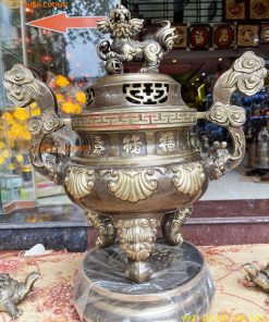 Bộ Ngũ Sự Đỉnh Sòi Cao 55cm Bằng Đồng Hai Công Nghệ