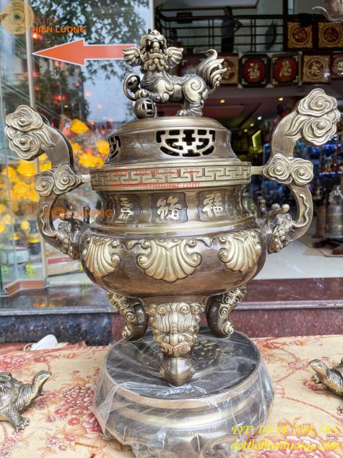 Bộ Ngũ Sự Đỉnh Sòi Cao 55cm Bằng Đồng Hai Công Nghệ