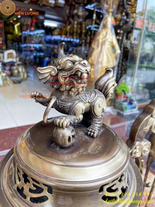 Bộ Ngũ Sự Đỉnh Sòi Cao 55cm Bằng Đồng Hai Công Nghệ