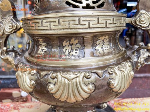 Bộ Ngũ Sự Đỉnh Sòi Cao 55cm Bằng Đồng Hai Công Nghệ