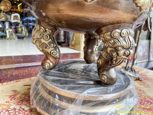 Bộ Ngũ Sự Đỉnh Sòi Cao 55cm Bằng Đồng Hai Công Nghệ