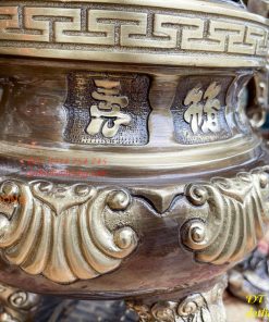 Bộ Ngũ Sự Đỉnh Sòi Cao 55cm Bằng Đồng Hai Công Nghệ