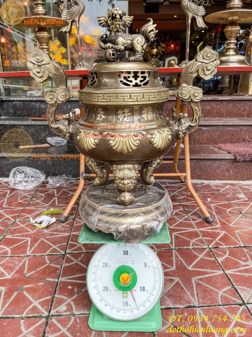 Bộ Ngũ Sự Đỉnh Sòi Cao 55cm Bằng Đồng Hai Công Nghệ