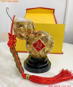 Hồ Lô Vàng Lá Để Bàn Thờ Thần Tài Cao 16cm