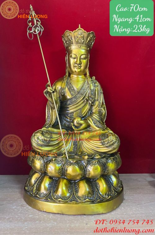 Tượng Địa Tạng Bồ Tát Cao 70cm Bằng Đồng
