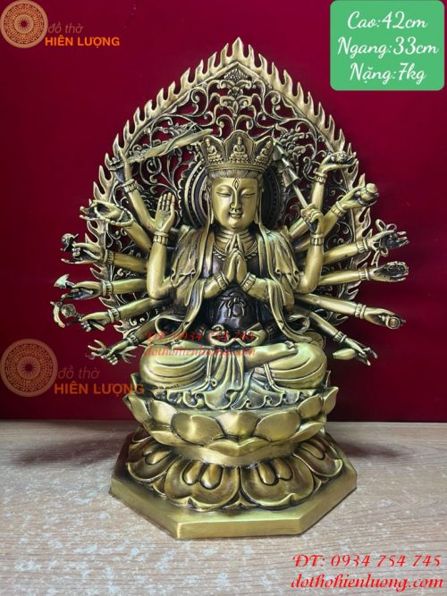 Tượng Phật Chuẩn Đề Cao 42cm Bằng Đồng Vàng