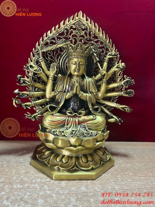 Tượng Phật Chuẩn Đề Cao 42cm Bằng Đồng Vàng